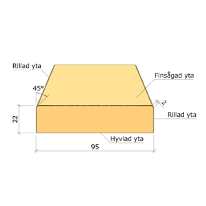 22X95 YTTERPANELBRÄDA GRUNDMÅLAD 60 µM GRAN G4-2 4,8M