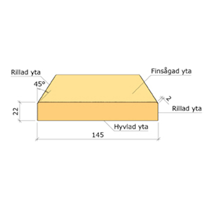 22X145 YTTERPANELBRÄDA GRUNDMÅLAD 60 µM GRAN G4-2 5,4M