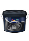 Hink med svart lock och etikett med Nordsjö-logga och text: "Golvfärg, Gulvmaling, Gulvmaali, Lattiamaali".
