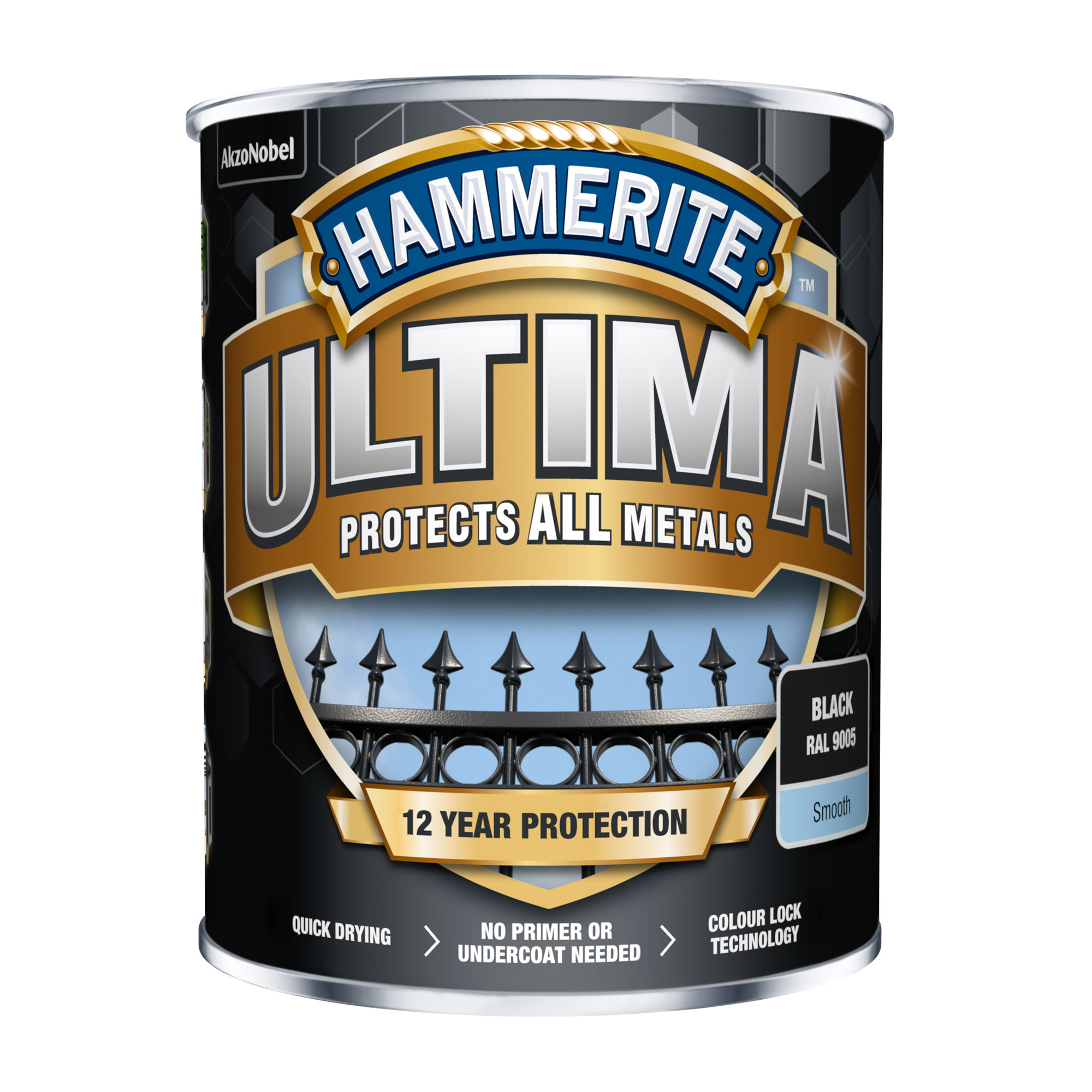 METALLFÄRG ULTIMA SMOOTH BLACK HAMMERITE 0,25L - Hammerite