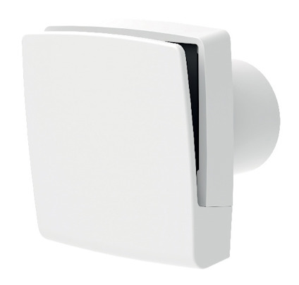 Vit ventildel med fyrkantig front och rund anslutning för installation.