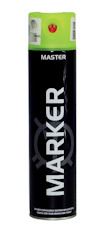 Svart sprayburk med texten "MASTER MARKER" och grön kork.