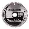 Cirkulär sågklinga med texten "MAKBLADE" och "Makita" samt teknisk information och symboler tryckta i svart och vitt.