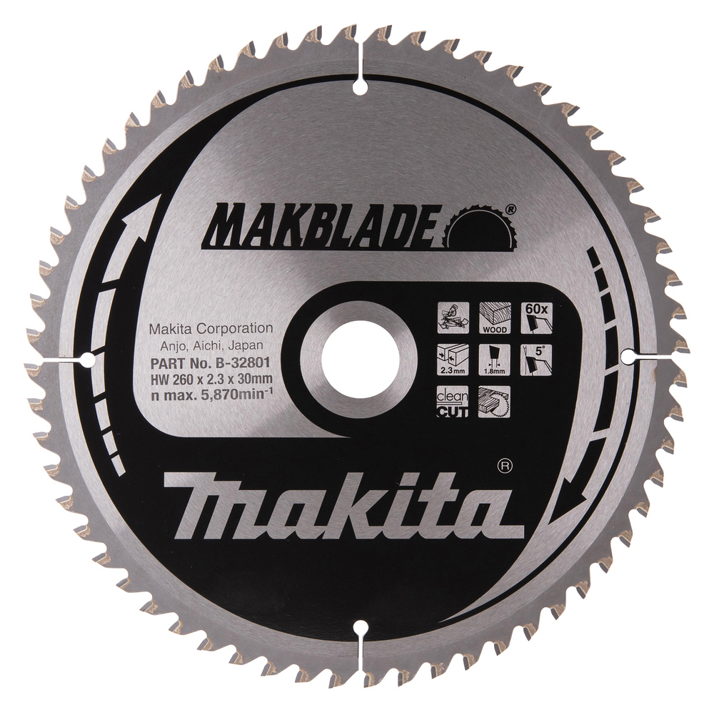 SÅGKLINGA B-32801 MAKITA MAKBLADE TRÄ 60T 260X30X2,3MM - Makita
