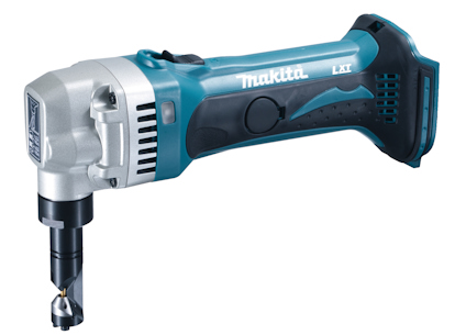 Blå och silverfärgad Makita LXT elverktyg med svart handtag.