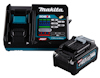 Batteriladdare och batteri från Makita, modell DC40RA och 40Vmax föreställda.