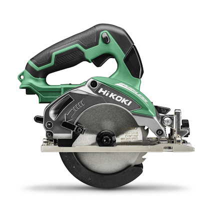 Cirkelsåg i grönt och svart med HIKOKI-logotyp.