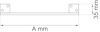 Ritning av en rektangulär metallstång med fästen i varje ände, märkta med mått A mm och 35 mm.