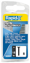 Förpackning med Rapid spik, text "High Performance", 1000 stycken, 15 mm.