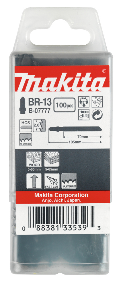 STICKSÅGBLAD B-07777 MAKITA HCS TRÄ BR13 9TPI 70MM 100ST - Makita