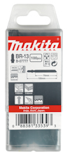 Förpackning med 100 Makita sågblad BR-13, 70mm långa, för trä och plast, modell B-07777. Streckkod: 0088381335393.