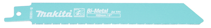 Tigersågblad i blåfärgad metall med texten "Makita Bi-Metal 24 TPI".