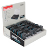Makita Impact Black bitsatsdisplay med 33 bitar i genomskinliga behållare.