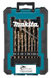 Borrset från Makita med 19 delar placerade i en blå och svart förvaringslåda med texten "HSS-Co 19pcs/set".