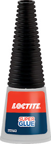 Loctite superlimflaska med texten "SUPER GLUE" och "2721643" på etiketten.